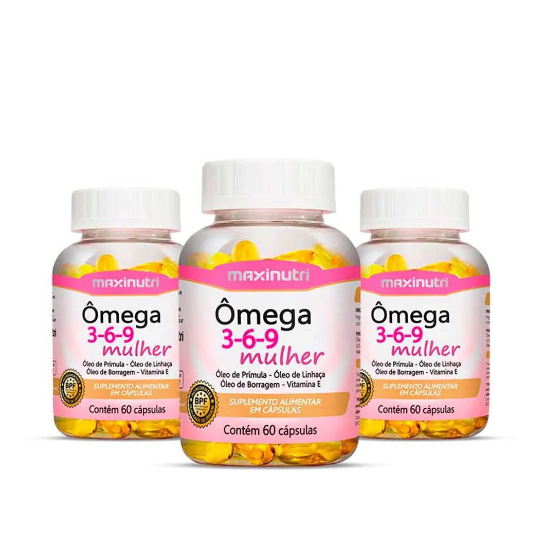 Kit 3 Ômega 3-6-9 Mulher 60 Capsulas Maxinutri
