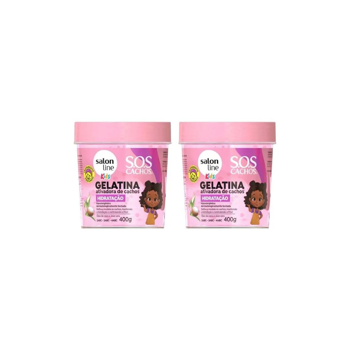 Gelatina Capilar Salon Line 400g Sos Cachos Kids Hidrata - 2un