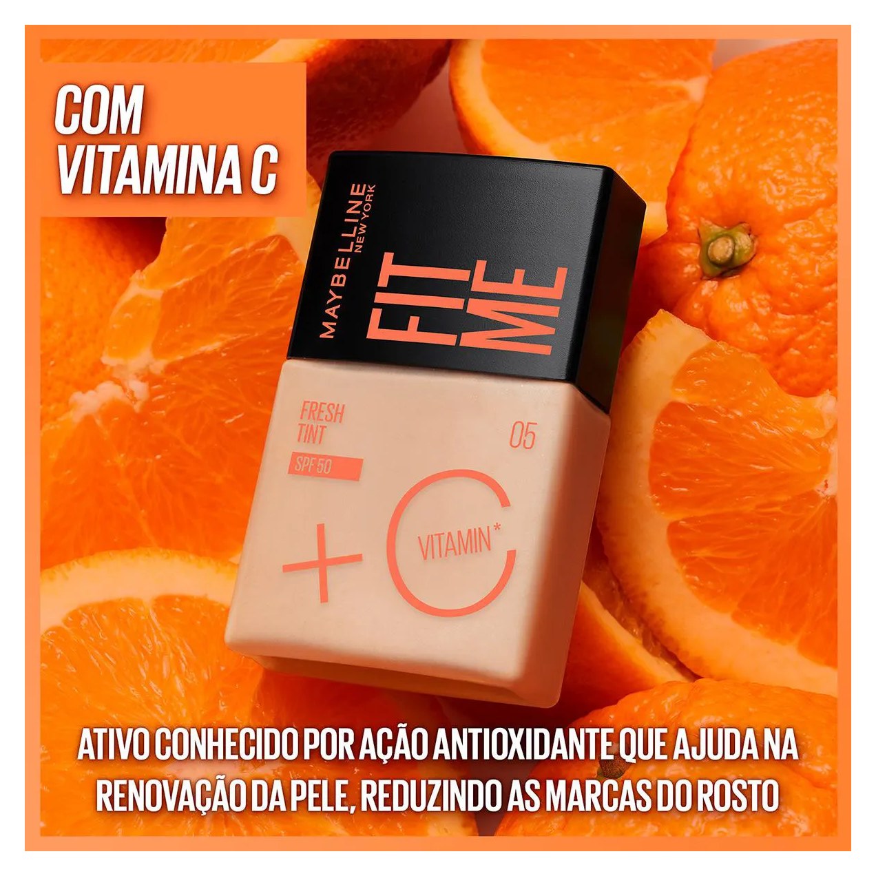 Base Líquida Maybelline NY Fit Me Fresh Tint Vitamina C FPS 50 30ml - Cor 06