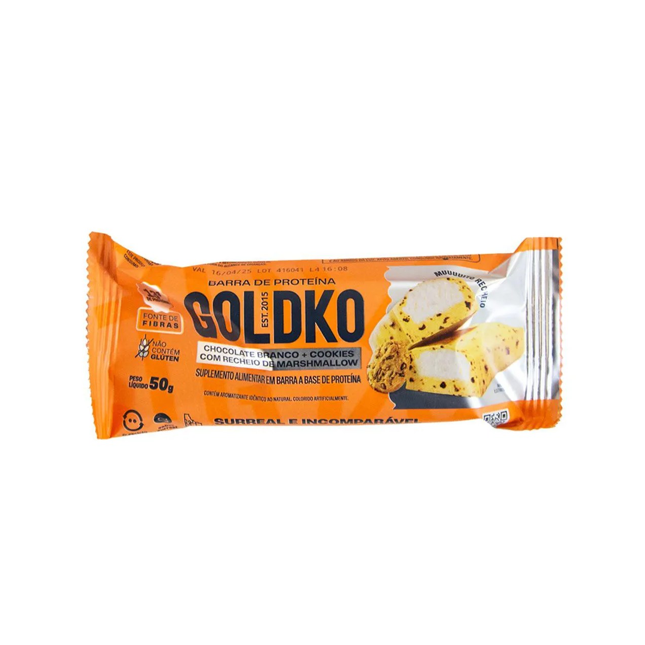 Barra de Proteína Goldko Chocolate Branco e Cookies 50g