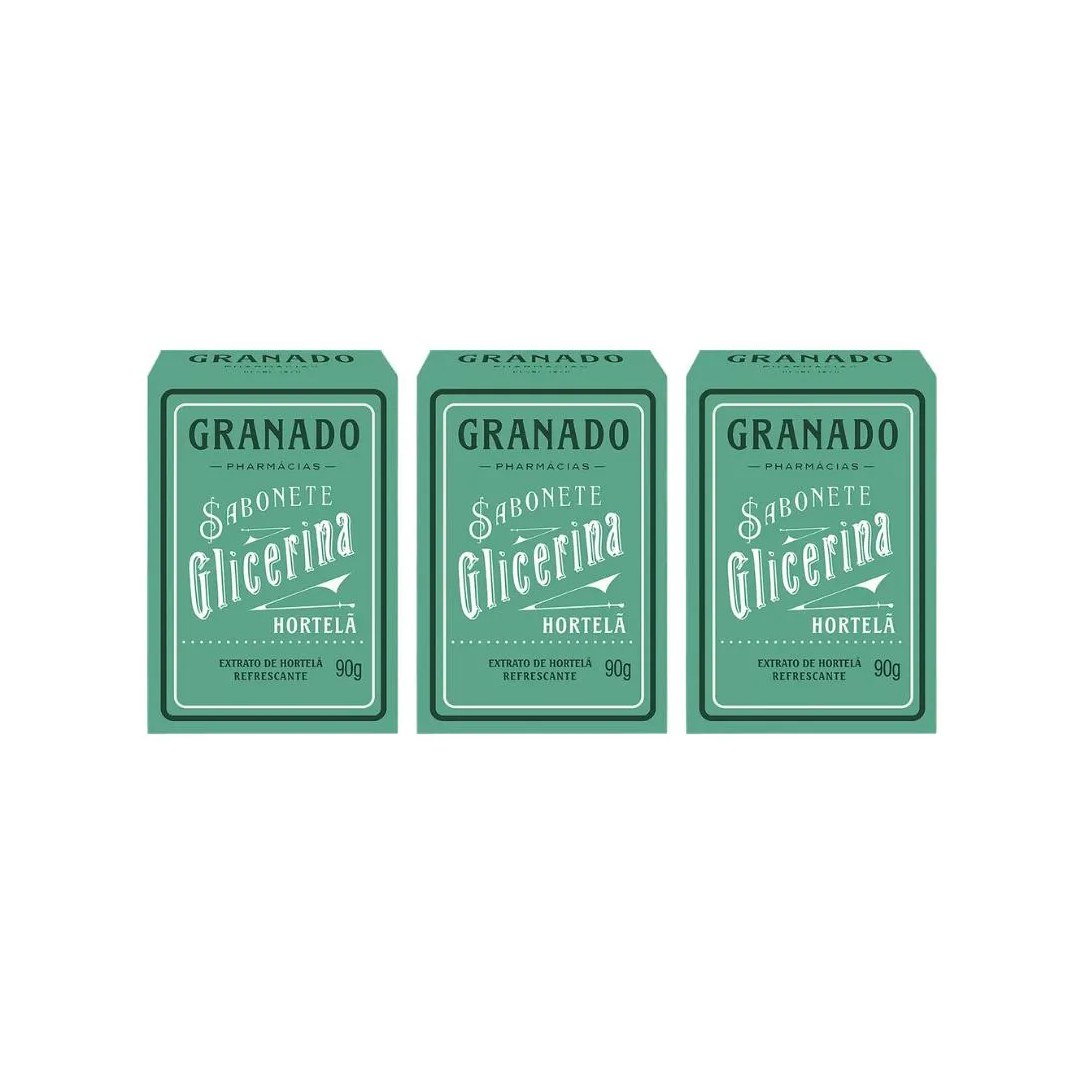 Sabonete Granado 90g Glicerina Hortela - Kit C / 3un