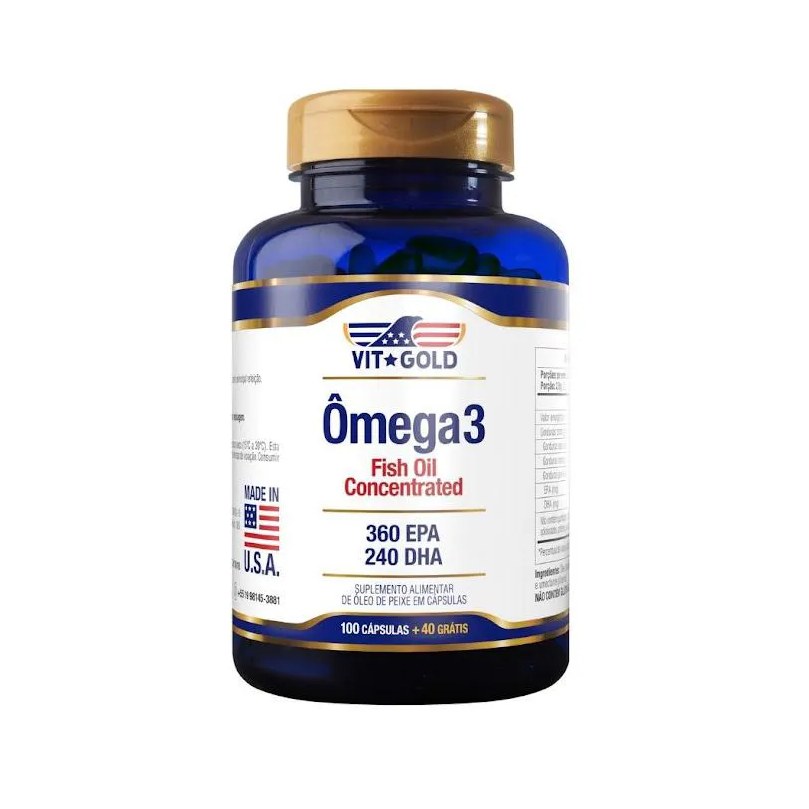 Ômega 3 Fish Oil - Óleo de Peixe 1000mg Vitgold 100 Cáps.