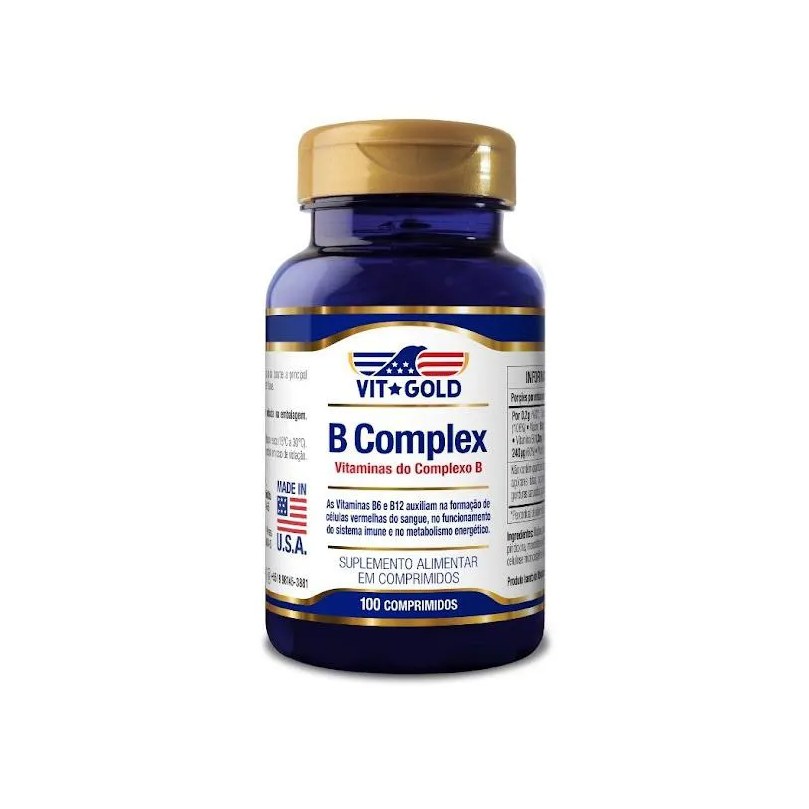 Suplemento Complexo B (Vitaminas do Complexo B) Vitgold 100 Comprimidos