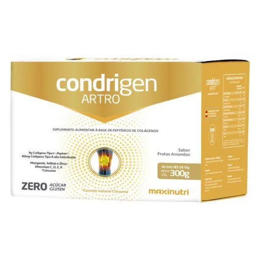 Condrigen Artro Colágeno Tipo 1 e 2 sachê Frutas Amarelas Maxinutri