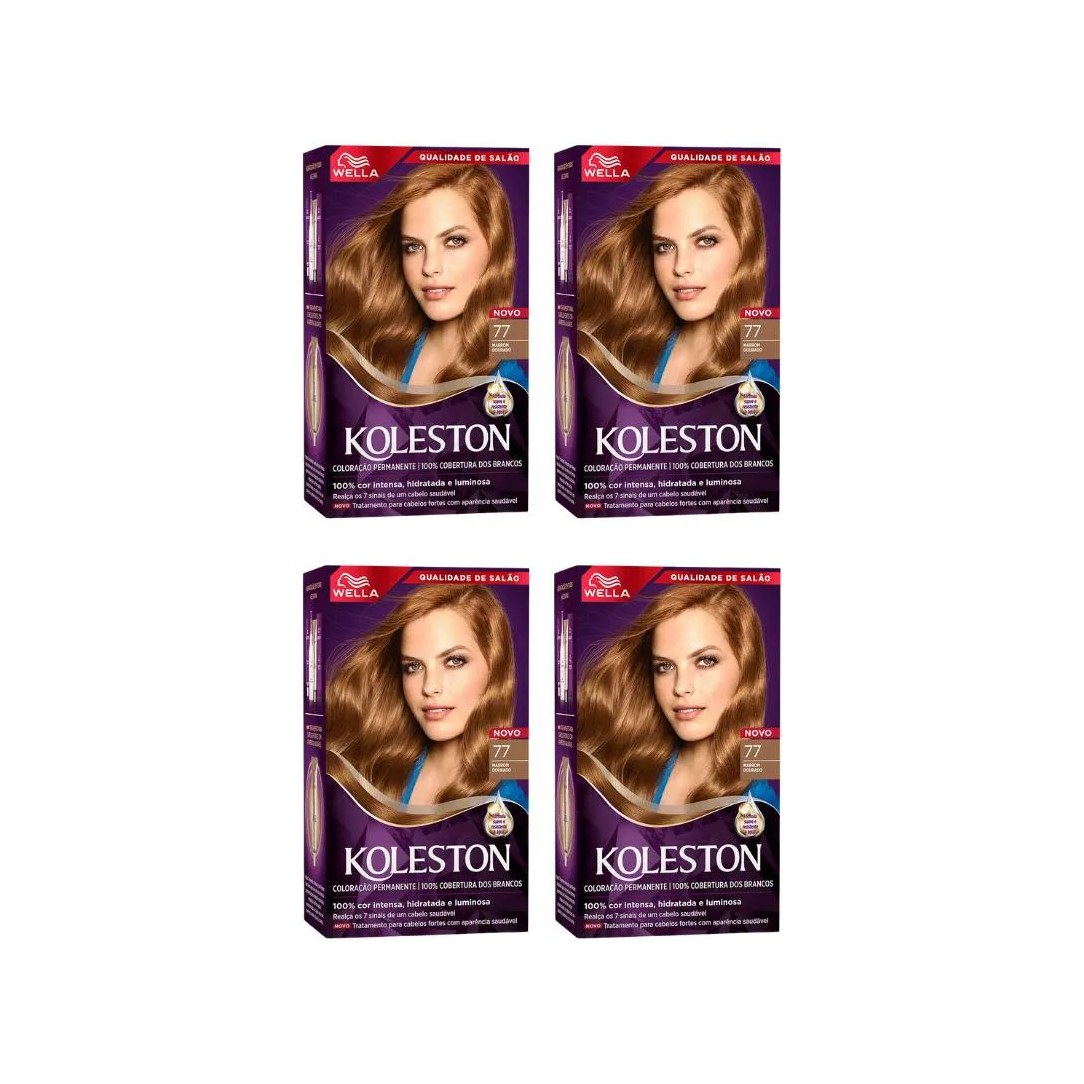 Coloraçao Koleston 77 Marrom Dourado - Kit C / 4un