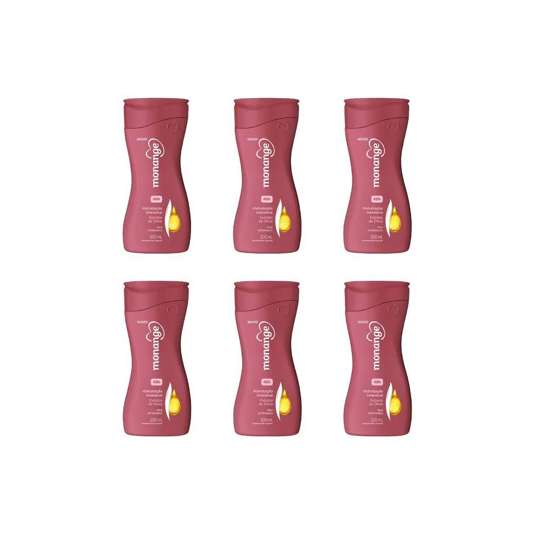 Hidratante Corporal Monange 200ml Extrato de Oliva - Kit C / 6un