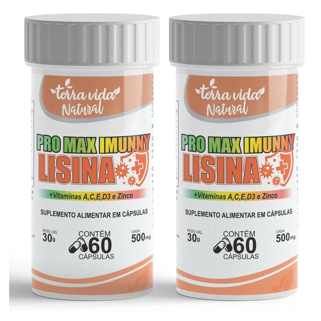 2 Lisina +vitaminas C,a,e,d3 e Zinco de 500mg - Sistema Imunológico