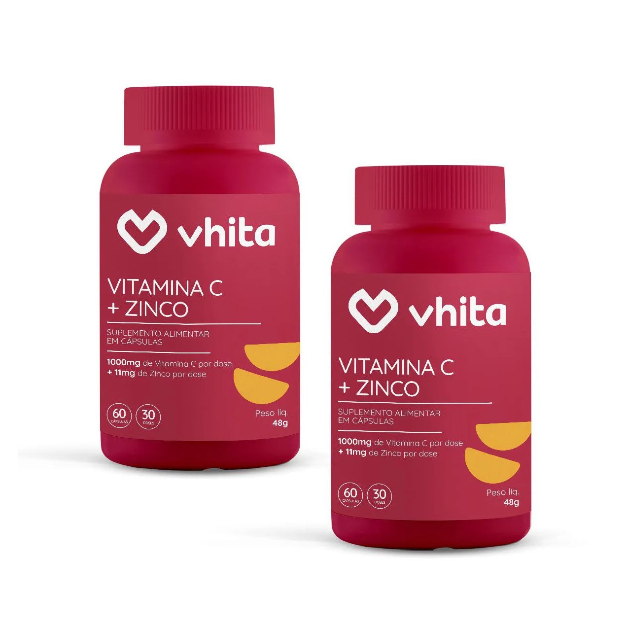 Vitamina C 1000mg e Zinco com 60 cápsulas Vhita ( 2 Unidades)