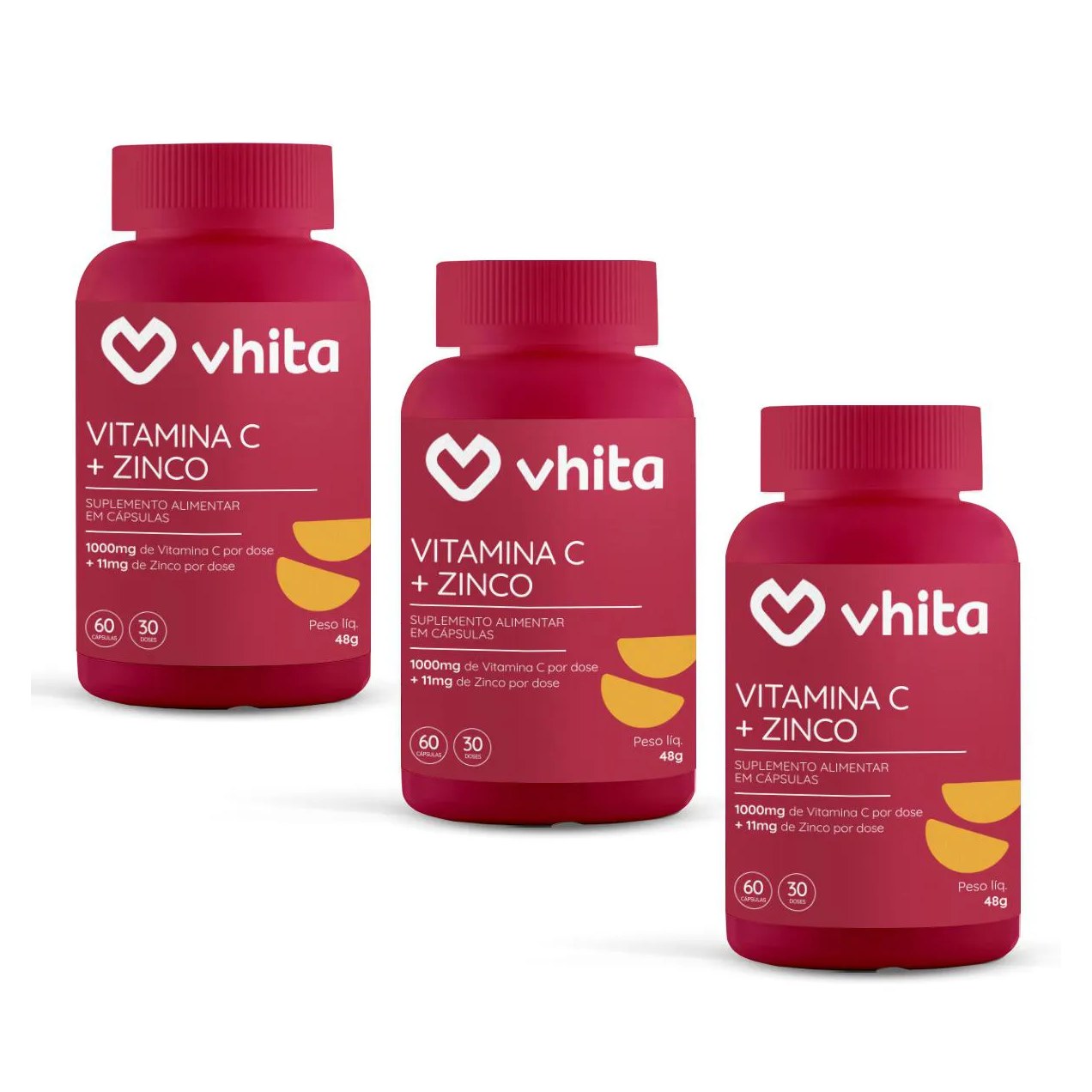 Vitamina C 1000mg e Zinco com 60 cápsulas Vhita ( 3 Unidades)