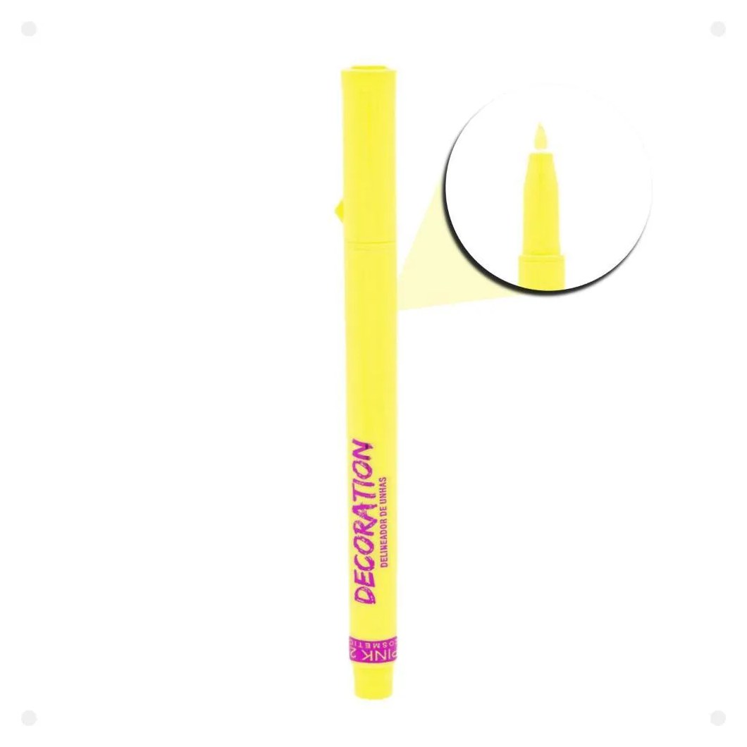 Caneta Delineadora de Unhas Pink 21 Decoration Amarelo 3,2g
