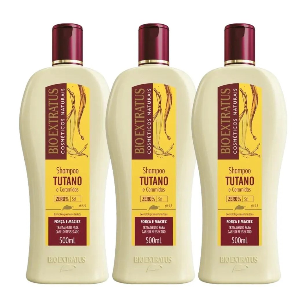 Kit 3 Shampoo Força e Maciez Tutano 500 Ml Bio Extratus