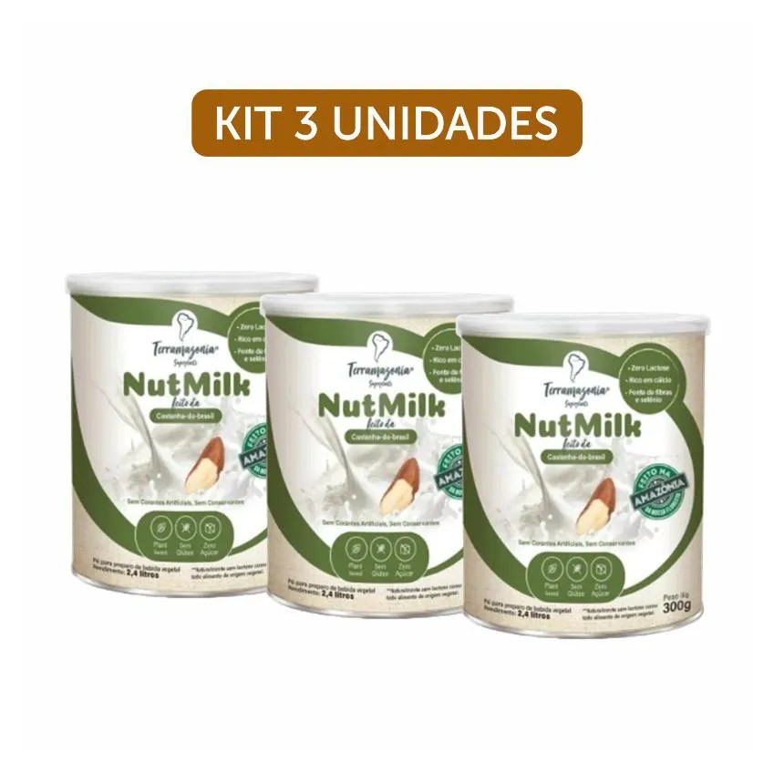 Kit 3X: Bebida Vegetal de Castanha Do Pará Em Pó Nutmilk Terramazônia 300G