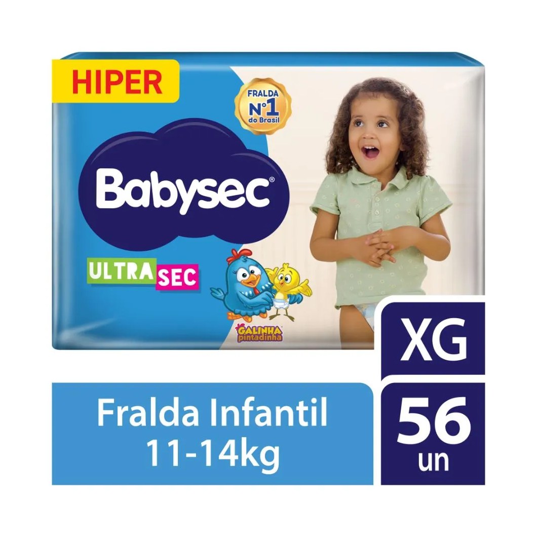 Fralda Babysec Ultrasec Galinha Pintadinha Hiper Xg 56 Unidades