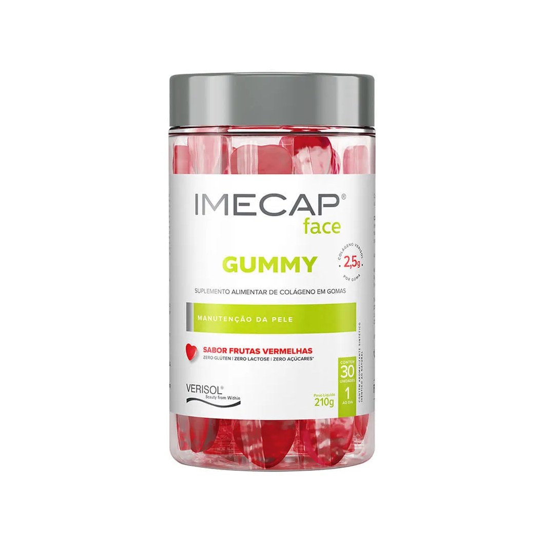 Colágeno Verisol Em Gomas Imecap Face Gummy Frutas Vermelhas 30 Unidades