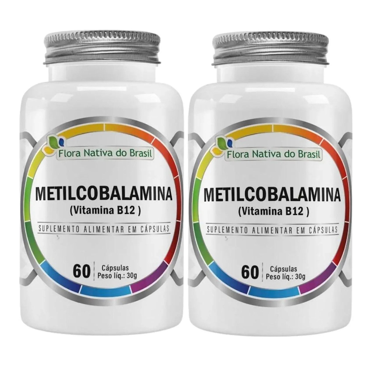 Kit 2x Vitamina B12 (metilcobalamina) 414% Idr 60 cápsulas - Flora Nativa