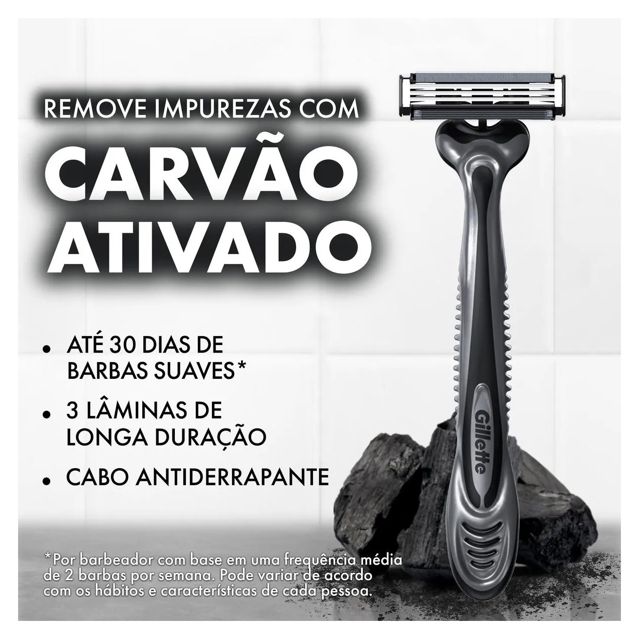 Aparelho de Barbear Descartável Gillette Prestobarba 3 Carvão Ativado 2 unidades
