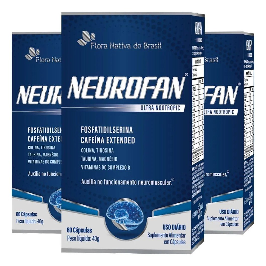 Kit 3x Neurofan Ultra (fosfatidilserina + Vitaminas) 60 cápsulas - Flora Nativa