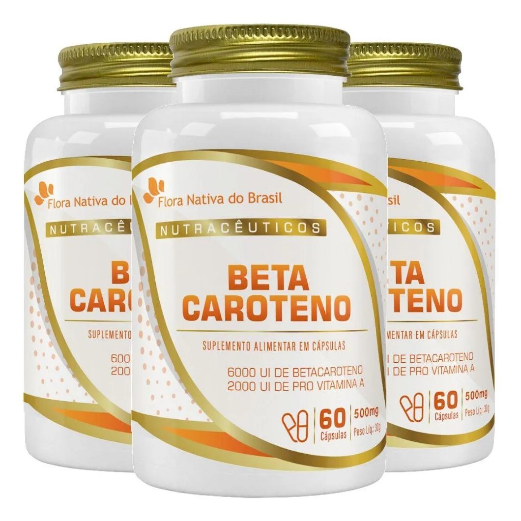 Kit 3x Beta Caroteno 60 cápsulas - Flora Nativa