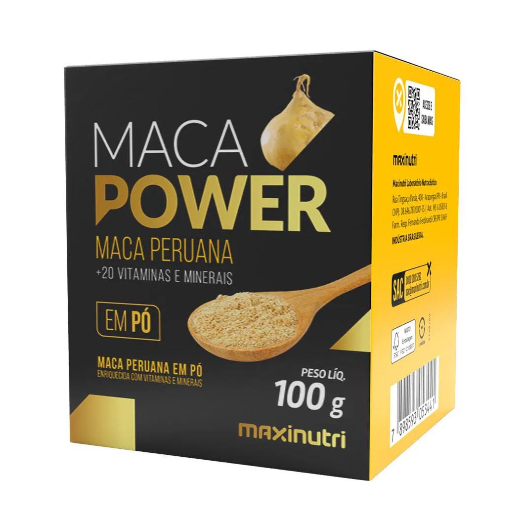 Maca Power em Pó 100g com Vitaminas e Minerais Maxinutri