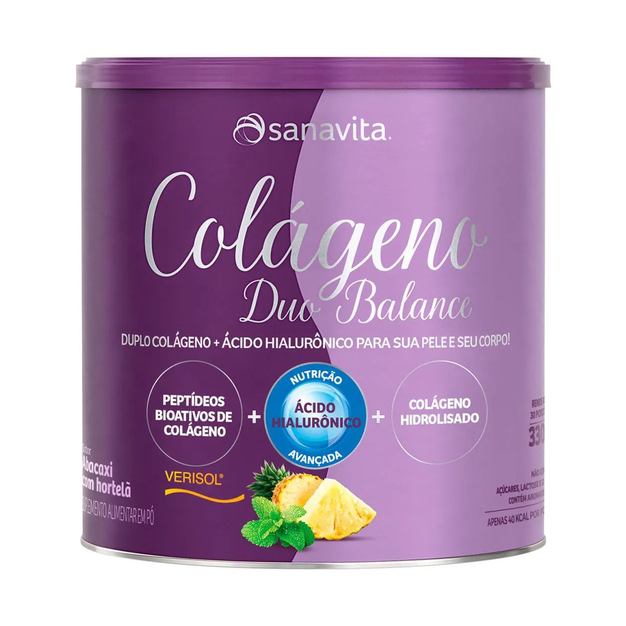 Colágeno Sanavita Duo Balance Abacaxi com Hortelã Sem Açúcar 330g