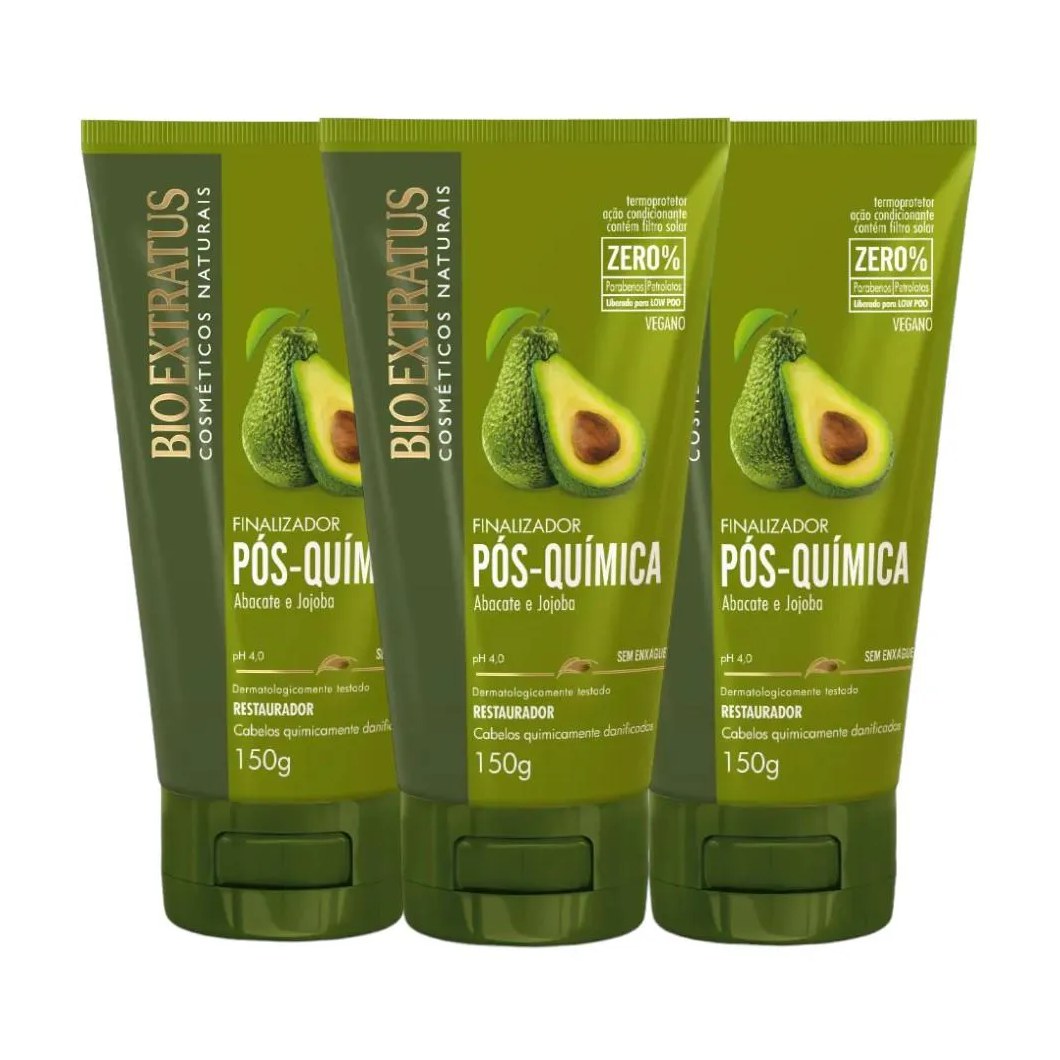 Kit 3 Finalizador Tratamento Restaurador Pós Quimica 150 Ml Bio Extratus