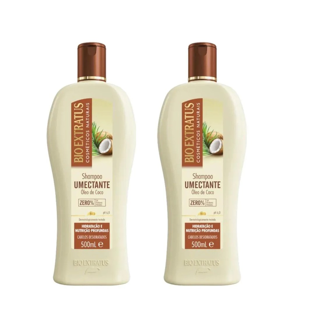 Kit 2 Shampoo Brilho Natural Umectante 500 Ml Bio Extratus