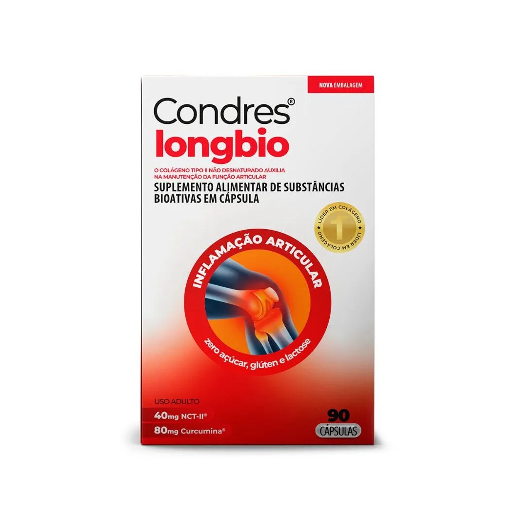 Colágeno Tipo 2 Condres Long Bio Curcumina 90 Cápsulas