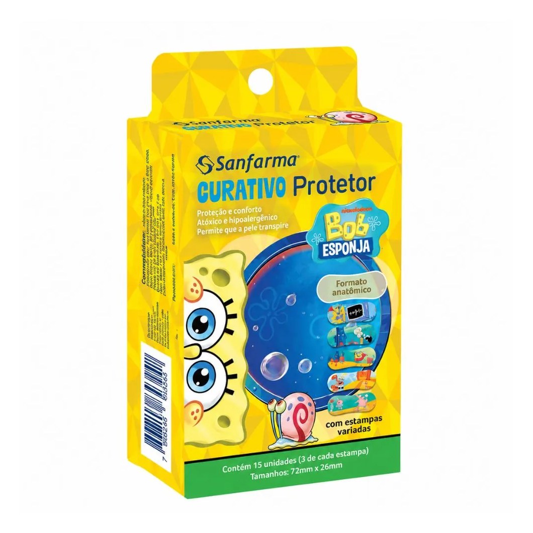 Curativo Sanfarma Bob Esponja Anatomico 15 Unidades