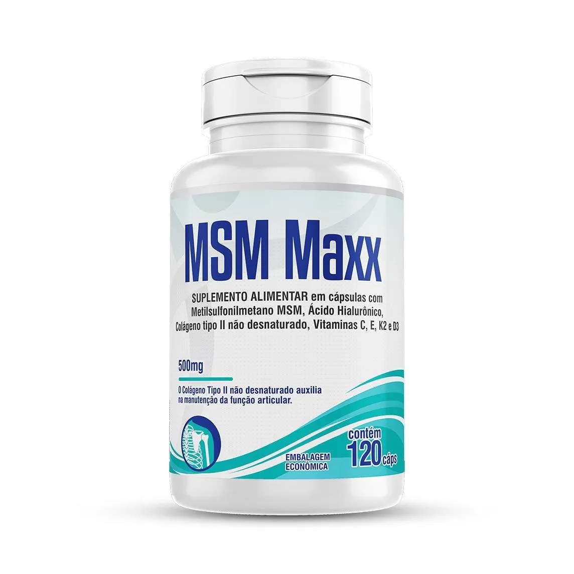 Msm Maxx C/120 Colágeno Ácido Hialurônico Vitamina C E D3 K2