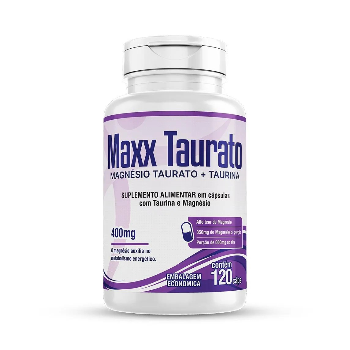 Maxx Taurato 120 Cápsulas 100% Magnésio Taurina Apenas 2/dia