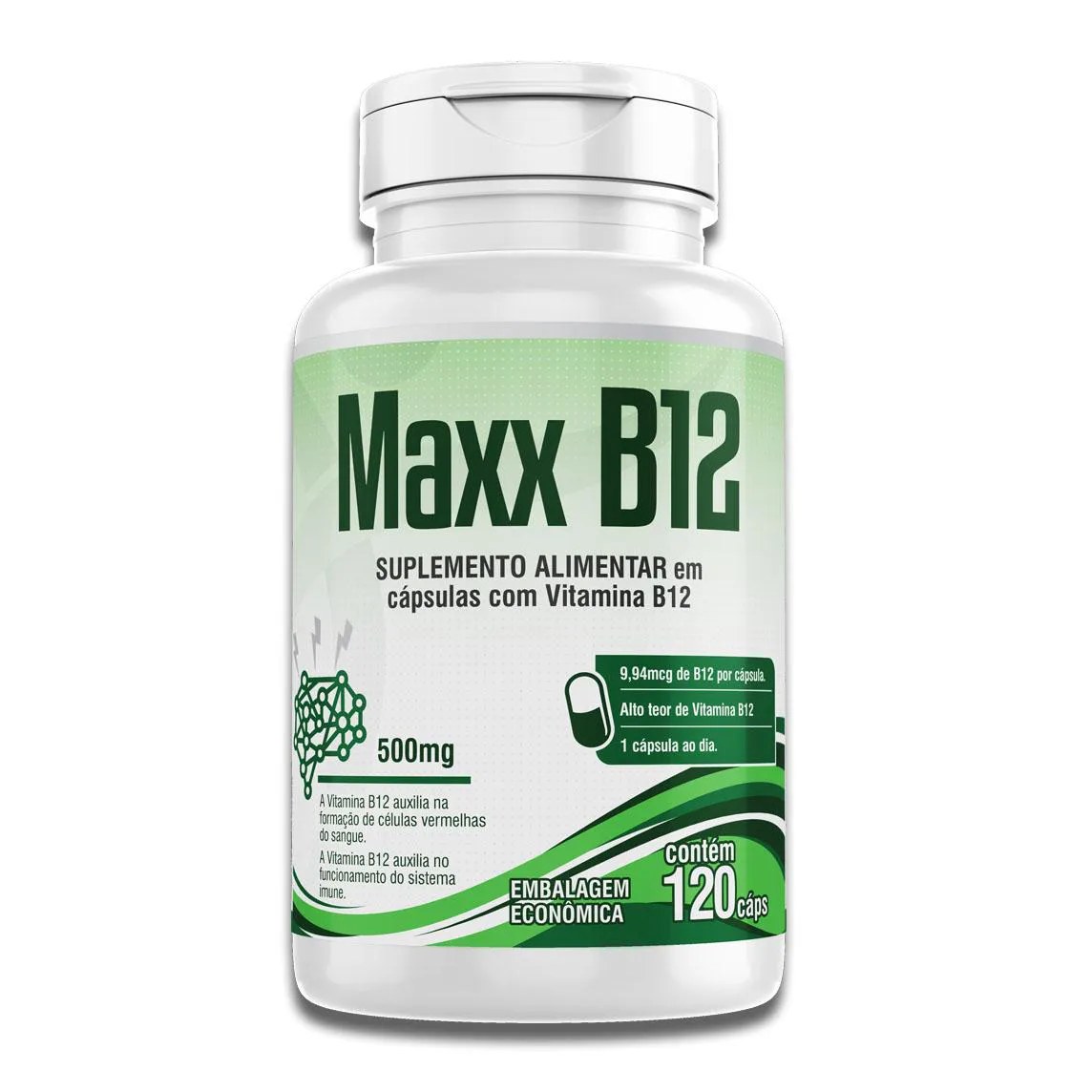 Vitamina B12 120 Cápsula Maxx B12 Metilcobalamina Vegan 414%