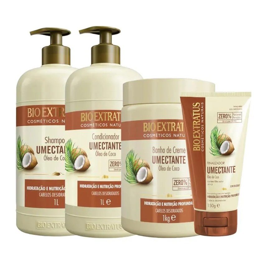 Kit 1 Shampoo 1 Condicionador 1 Banho Umectante 1L + 1 Finalizador 150Ml