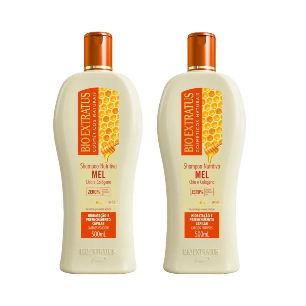 Kit 2 Shampoo Mel Nutritivo 500 Ml Bio Extratus