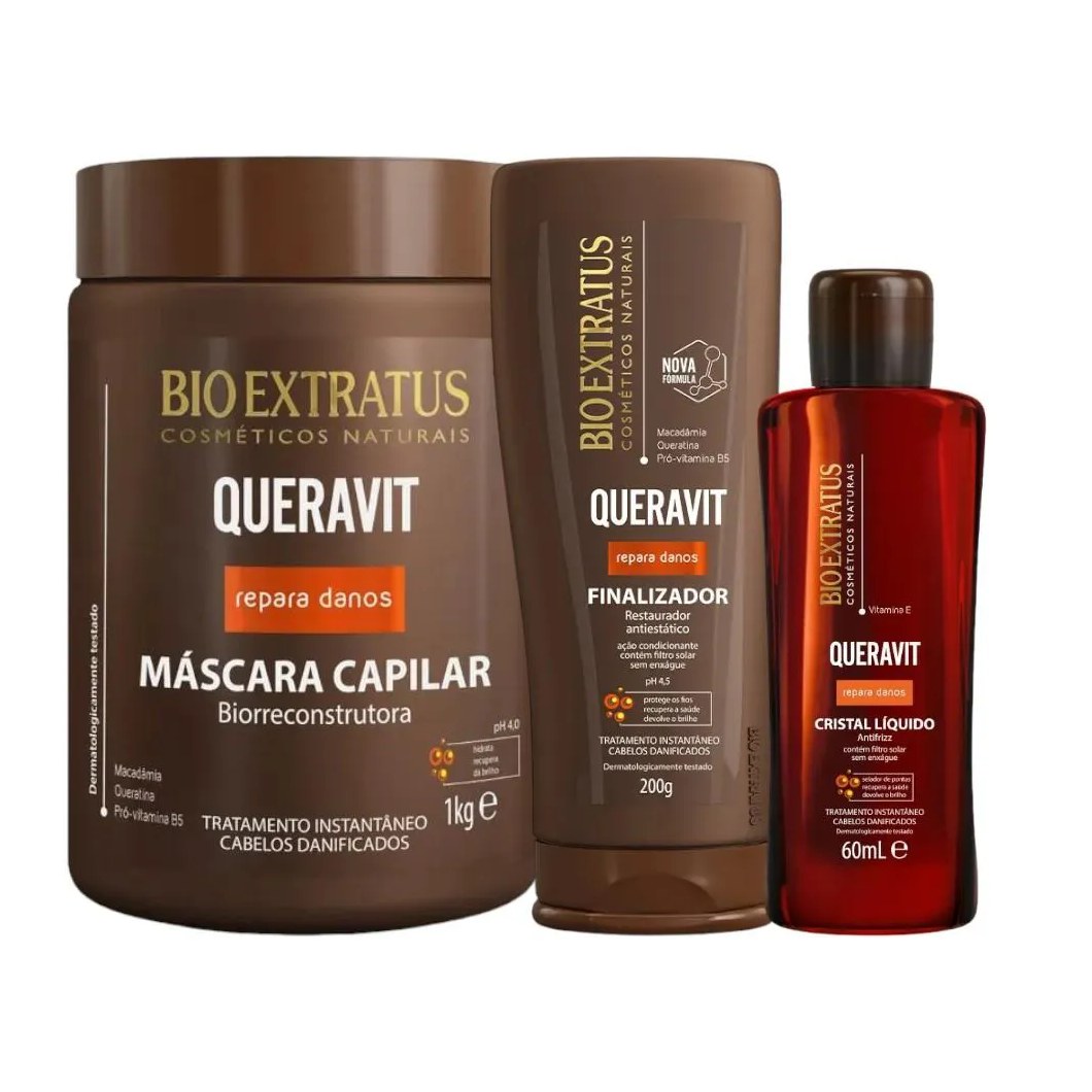 Kit Queravit Finalização e Umectação Capilar 1 Máscara 1Kg 1 Finalizador 200Ml 1 Cristal Líquido