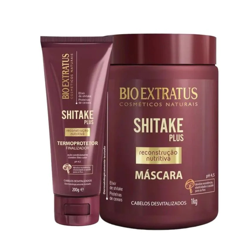 Kit Shitake Finalização 1 Máscara 1Kg 1 Finalizador Noite/Dia 200Ml