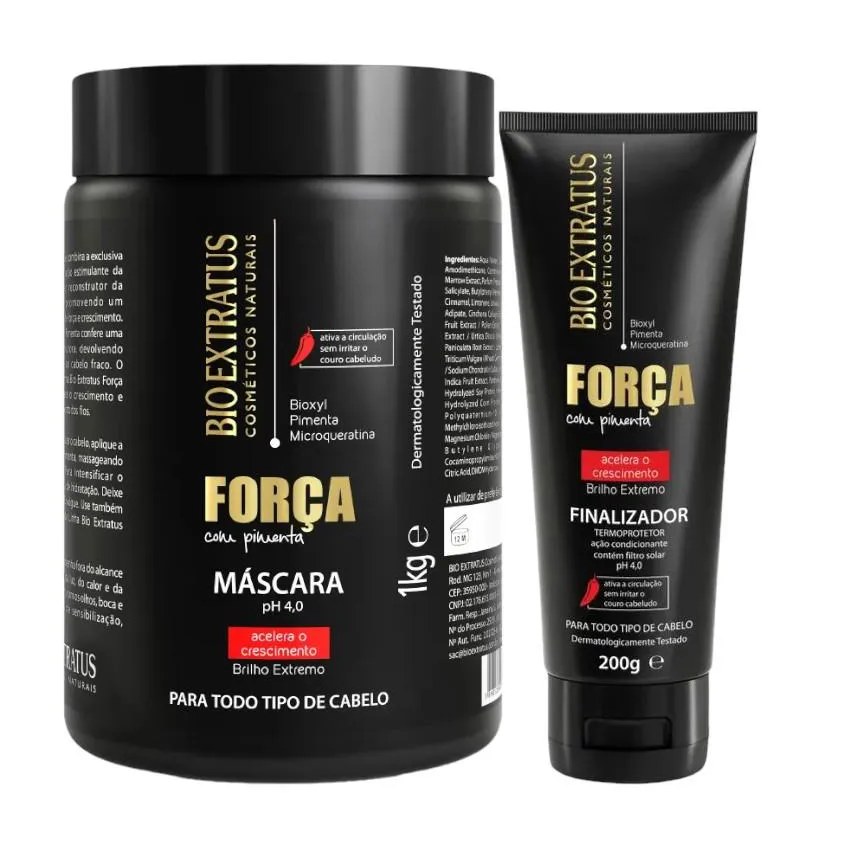 Kit Força com Pimenta 1 Máscara 1Kg 1 Finalizador 200Ml