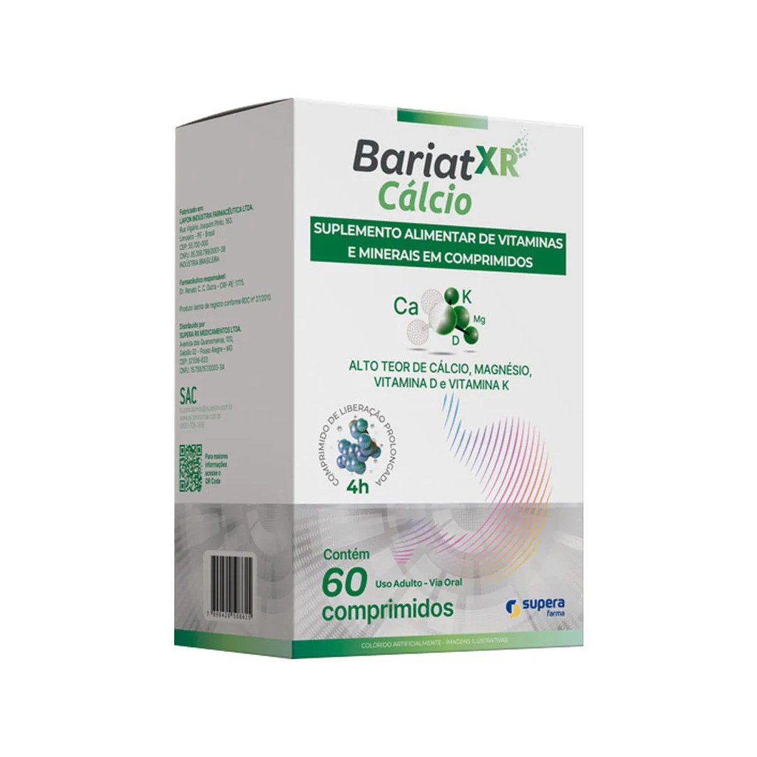 Suplemento Alimentar Bariat Xr Cálcio 60 Comprimidos