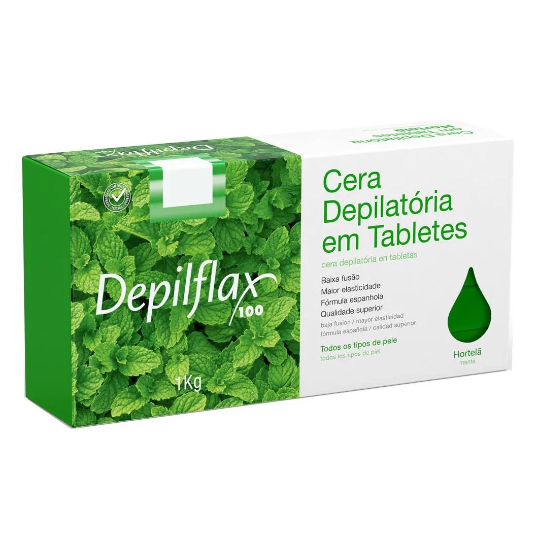Cera Quente Depilacao Depilflax Hortela 1kg Tabletes