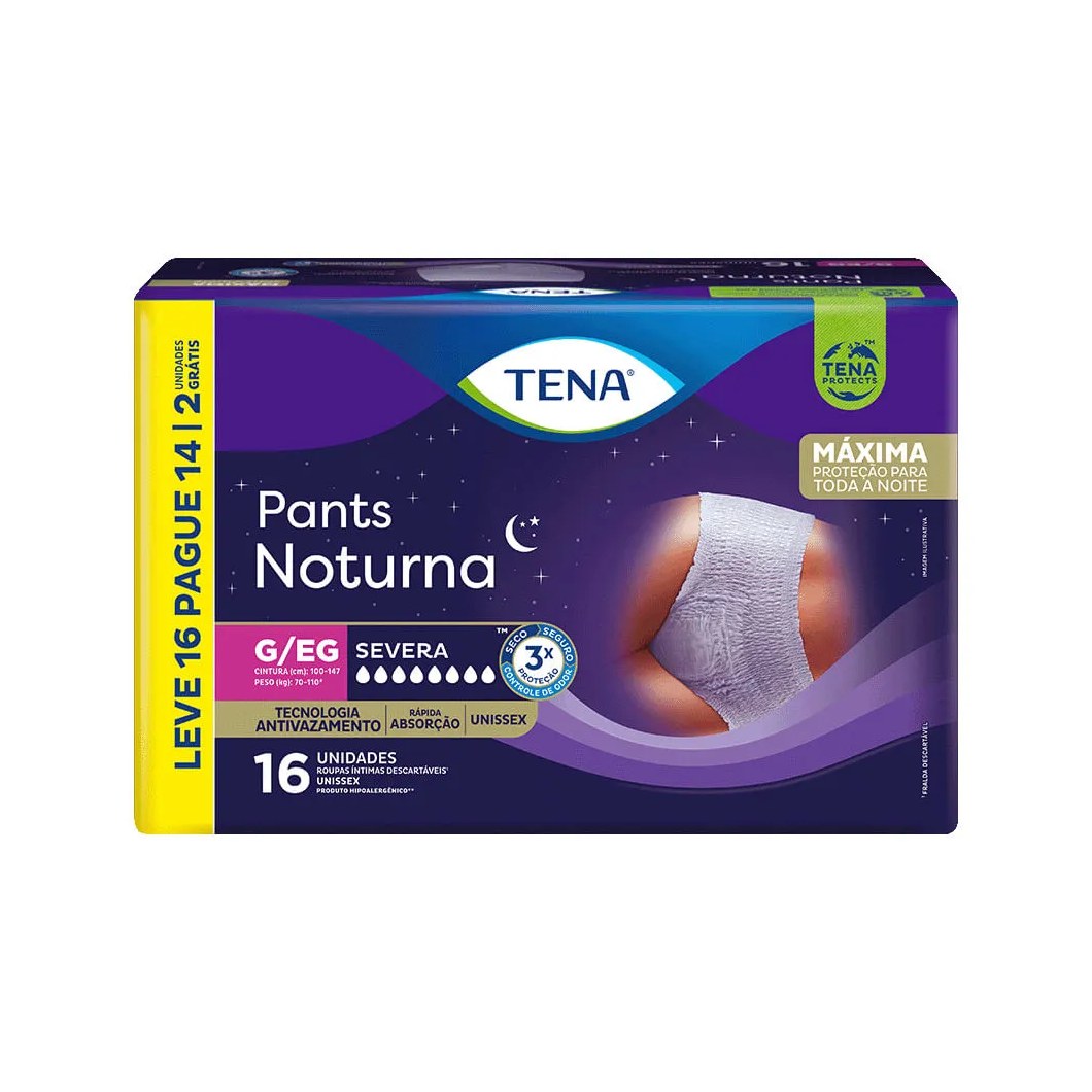 Roupa Íntima Tena Pants Noturna G/eg Leve 16 Pague 14 Unidades