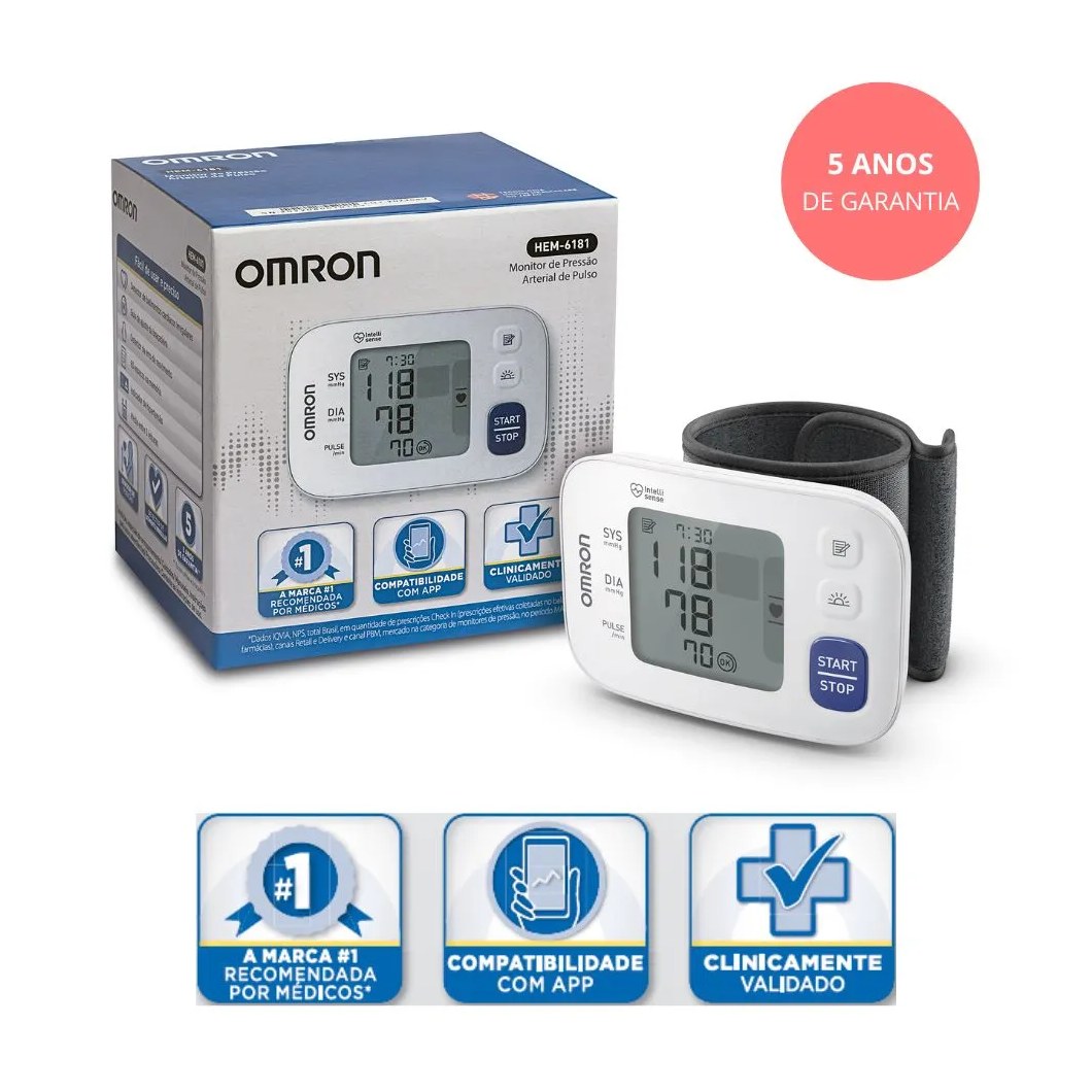 Aparelho Omron Pressao Digital Automatico Pulso Hem6181