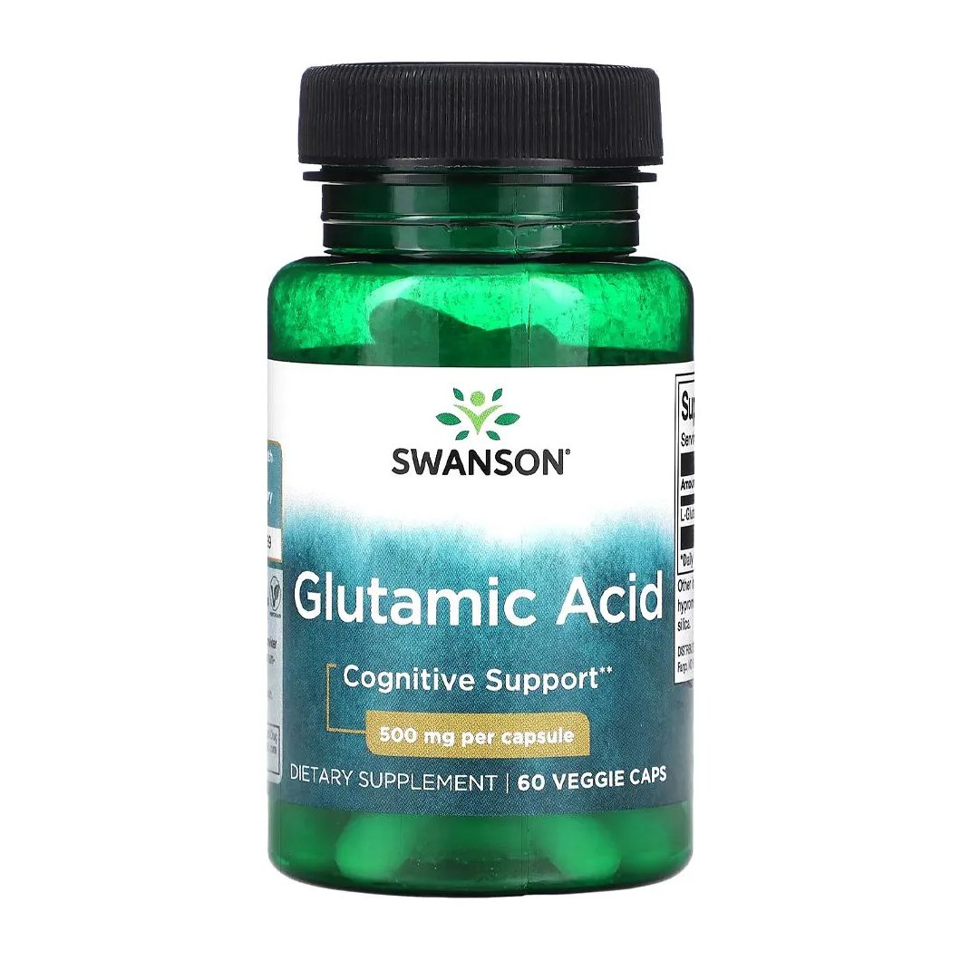 Ácido Glutâmico 500mg Swanson 60 Cápsulas Importado