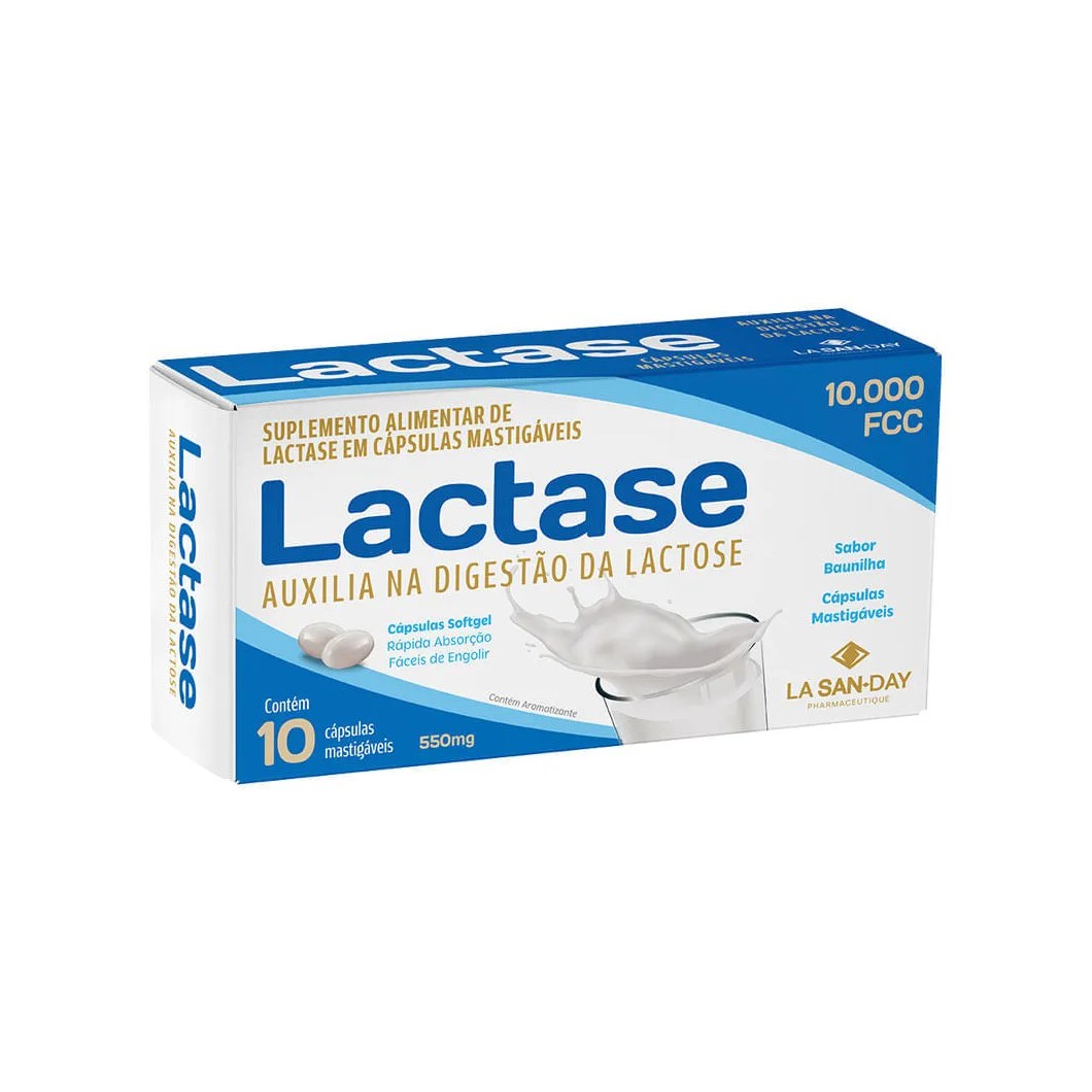 Lactase Lasanday 10000 Fcc Com 10 Capsulas Mastigaveis