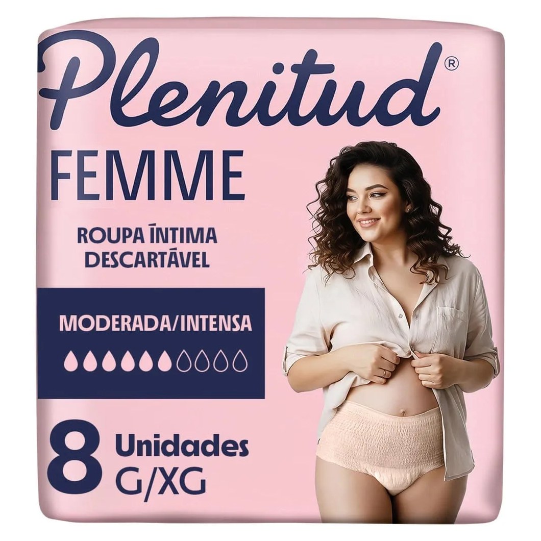 Roupa Íntima Plenitud Femme Para Incontinência G/xg 8 Unidades