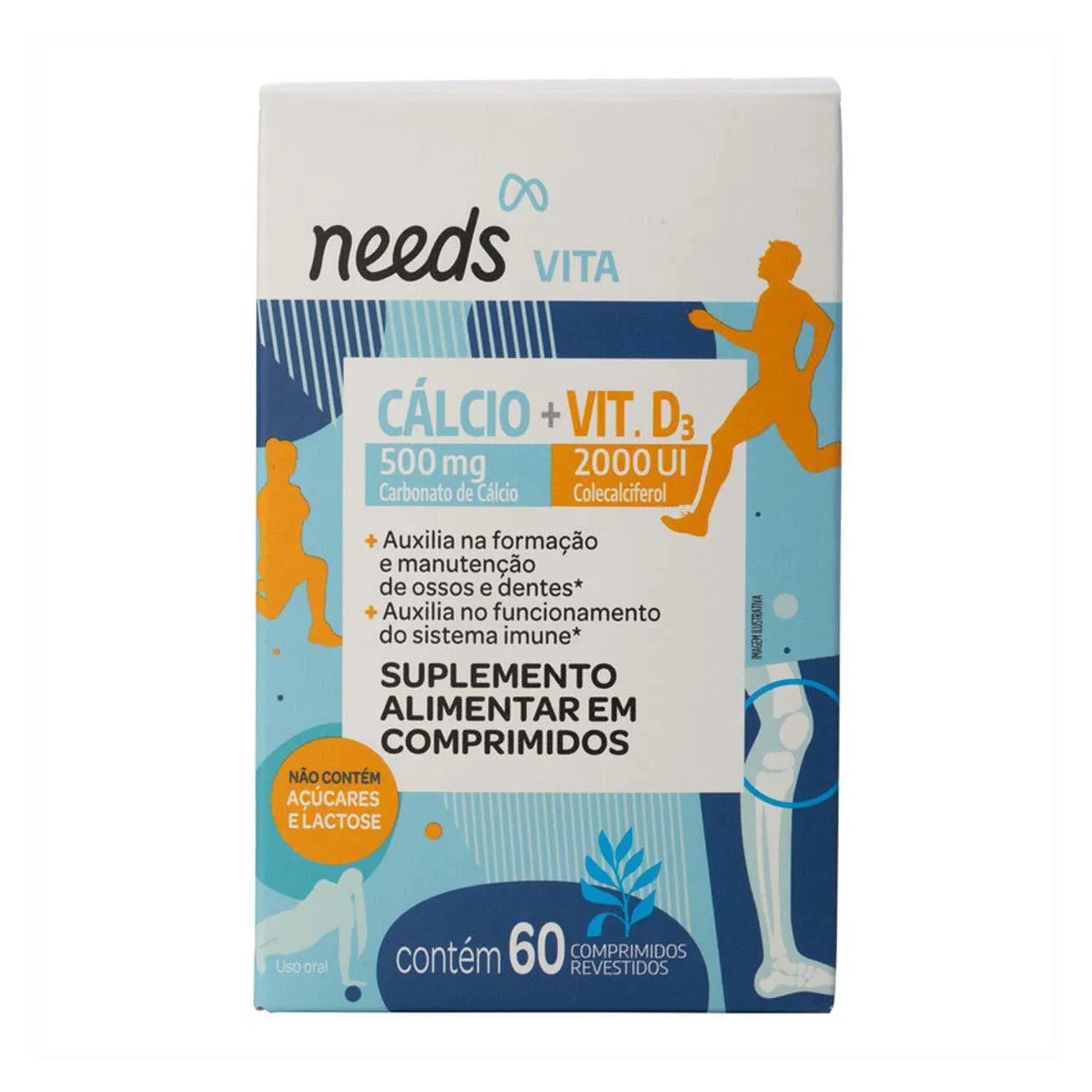 Vitamina D3 2.000UI + Cálcio 500mg Needs Vita 60 Comprimidos