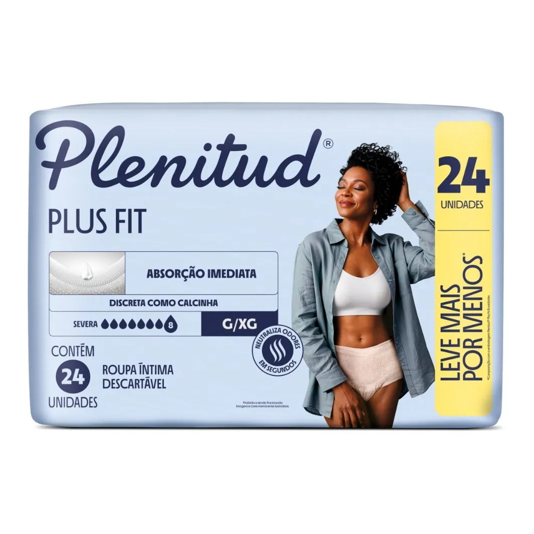 Roupa Íntima Plenitud Plus Para Incontinência G/xg 24 Unidades