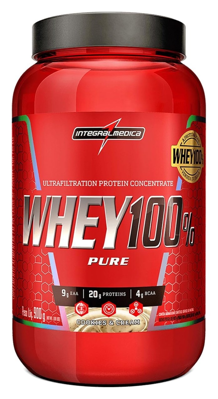 Integralmédica – Whey Protein Concentrado Cookies and Cream 100% Pure – 21g de Proteína por Scoop, Suplementação Alimentar Pós-Treino, Fórmula Enrique