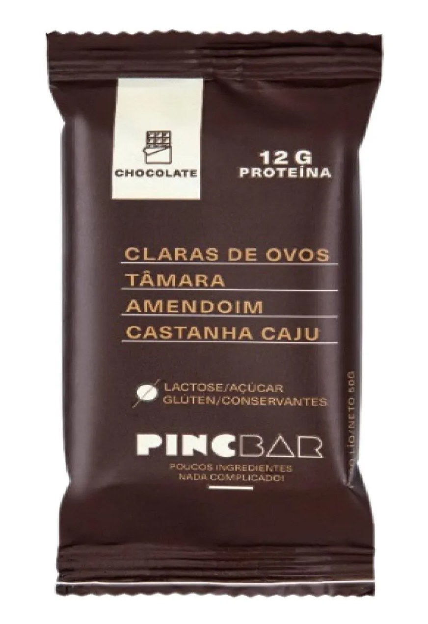 Kit 3x: Barra de Proteína Chocolate Sem Açúcar Pincbar 50g