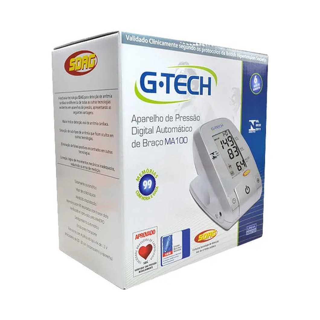Aparelho Pressao G-tech Automatico Digital Branco Bpma100