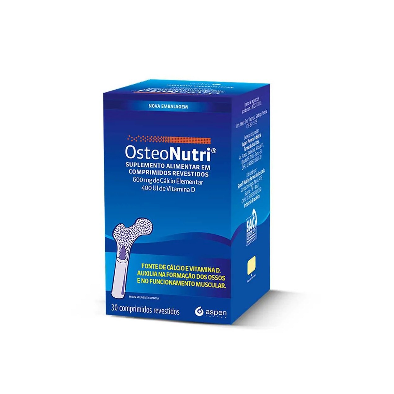 Cálcio 600mg + Vitamina D 400UI Osteonutri 30 comprimidos