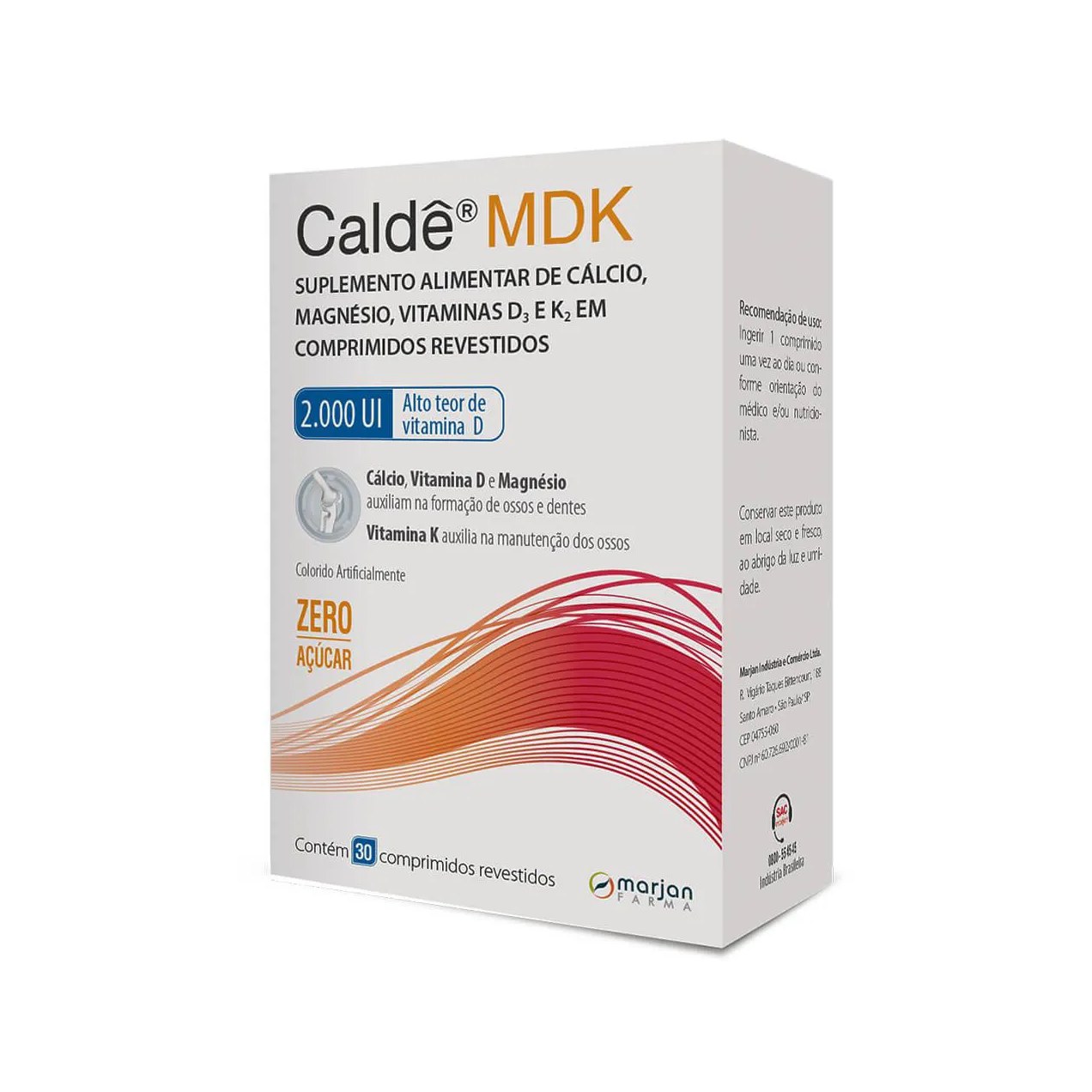 Cálcio Caldê MDK 2000UI 30 comprimidos